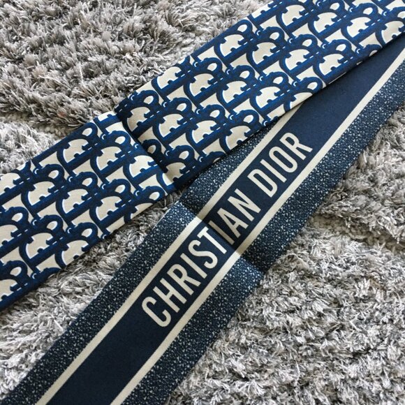 Dior Oblique Mitzah Scarf Navy Blue Silk Twill - Picture 4 of 4